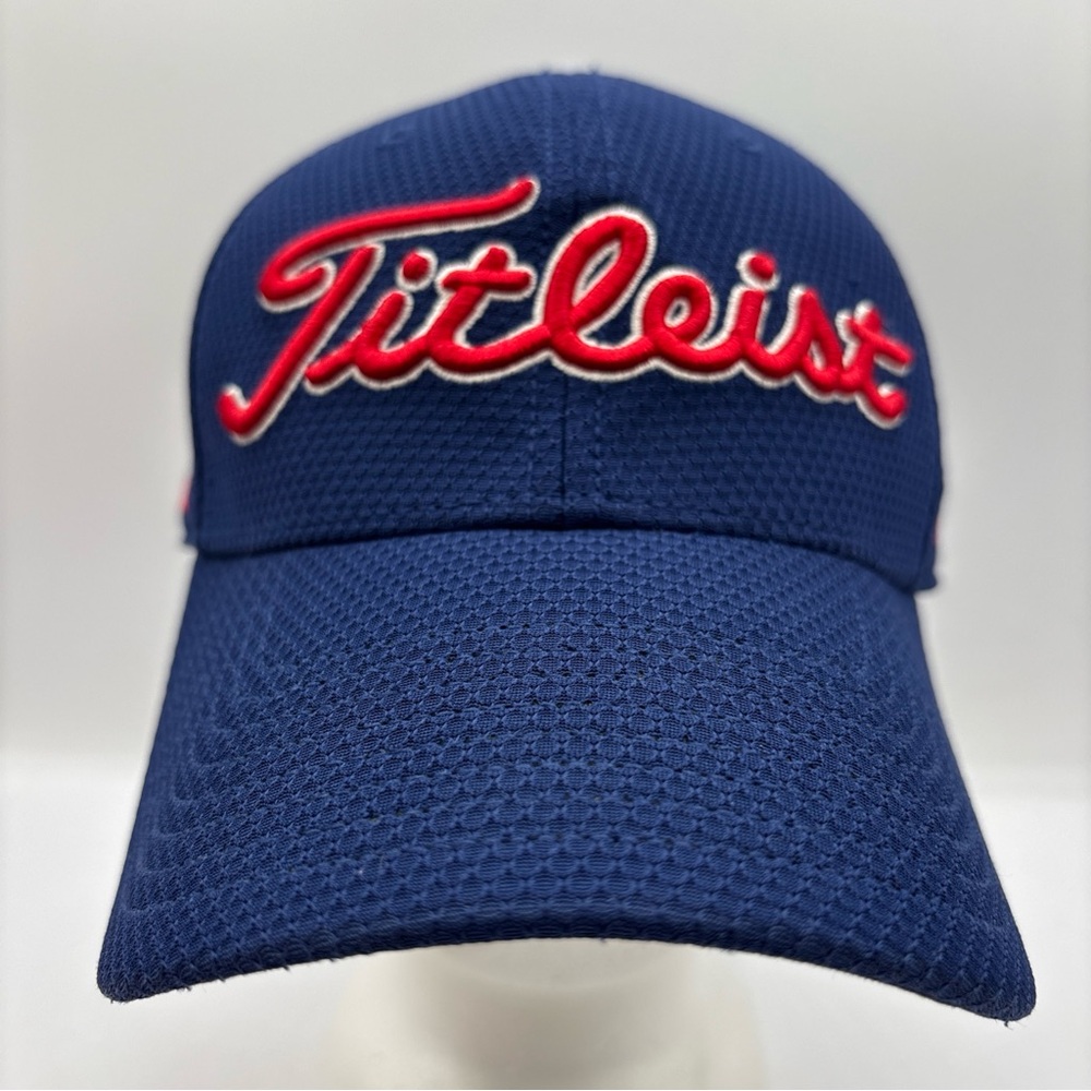 Titleist FJ Footjoy Pro V1 Golf Mesh Blue/Red Size Medium/Large A-FlexFitted Hat